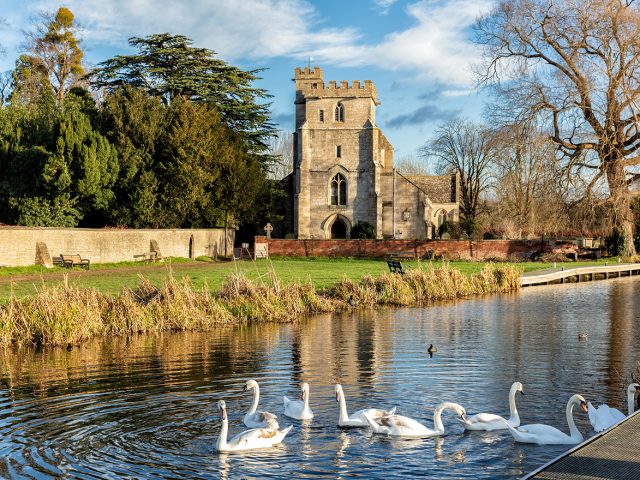 Bright winters day on the Stroudwater Canal, near Stroud Gloucestershire, United Kingdom