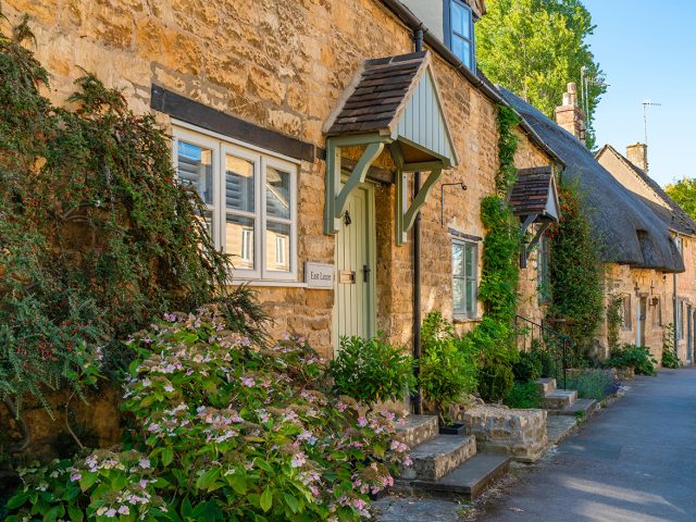 A thatched cottage in Chipping Campden, Cotswolds district of Gloucestershire, a popular tourist destination with old inns, hotels and specialist shops